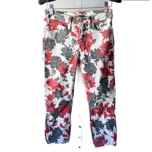 Bebe xs cropped floral print skinny jeans pant